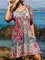 Red Holiday Cotton-Blend Printed Dresses
