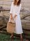 Solid Maxi Dress Buttoned 3/4 Sleeve Dresses
