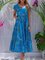 Blue Cotton-Blend Sleeveless Casual Dresses