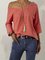 Plus Size Casual 3/4 Sleeve V Neck Solid Tops