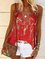 V Neck Floral Chiffon Casual Shirts & Tops