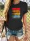 Vintage Multicolor Graffiti Printed Plus Size Short Sleeve Casual Tops