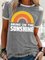 Vintage Rainbow Letter Printed Plus Size Short Sleeve Casual Tops