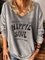 Gray Casual Cotton-Blend V Neck Floral-Print Shirts & Tops