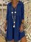 Shirt Collar 3/4 Sleeve Cotton-Blend Dresses