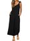 Cotton-Blend Sleeveless Plain Pockets One-Pieces