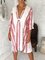 Red Vintage 3/4 Sleeve Stripes Dresses