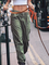 Women Casual Plain Pockets Pants