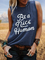 Purplish Blue Casual Letter Printed Sleeveless Vest