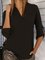 3/4 Sleeve Solid Crew Neck Casual Plus Size Blouse