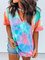 Women Casual Plus Size Colorful Tie Dye Tee Shirt Tops