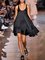 Black Sleeveless Crew Neck Satin Dresses