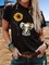 Vintage Short Sleeve Cute Sunflower Elephant Printed Plus Size Casual Tops