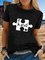 Vintage Short Sleeve Be Kind Puzzle Letter Printed Plus Size Casual Tops