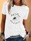 Plus Size Short Sleeve Animal Casual Cotton-Blend Shirts & Tops