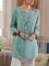 Plus Size Womem 3/4Sleeve V-neck CasualTops