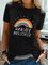Vintage Short Sleeve Rainbow Letter Printed Plus Size Casual Tops