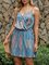 Blue Cold Shoulder Graffiti Dresses