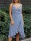Blue V Neck Floral Sexy Dresses