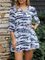 Blue Boho V Neck Dresses