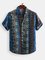 Men's Printed Patchwork National Style Short Sleeve Cotton Breathable Casual Loose Shirt