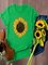 Vintage Short Sleeve Sunflower Printed Plus Size Casual Tops