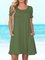 Crew Neck Solid Casual Short Sleeve Dresses