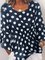 Vintage 3/4 Sleeve Polka Dots Printed Plus Size Casual Tops
