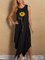 Black Crew Neck Casual Printed Cotton Dresses