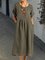 Solid Pockets Midi Dress 3/4 Sleeve Dresses