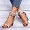 Chunky Heel Open Toe Cloth Sandals Lace-Up Casual Heels