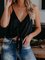 V-neck Knotted Sling Single-breasted Tank Top