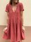 Red Short Sleeve Polka Dots V Neck Dresses