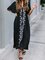 Black Half Sleeve V Neck Floral-print Dresses