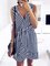 Blue V Neck Striped Sleeveless Dresses