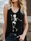 Graffiti Printed Sleeveless Casual Crew Neck Vest