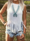 Fringed Vintage Sleeveless Crew Neck Shirts & Tops