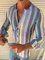 Blue Casual Paneled Striped Shirts & Tops