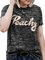 Gray Letter Cotton-Blend Casual Crew Neck Shirts & Tops