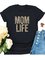Casual Crew Neck Cotton-Blend Letter Leopard Shirts & Tops