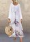 Vintage A-Line Long Sleeve Floral-Print Boho Maxi Dresses