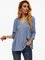 Blue 3/4 Sleeve Chiffon Shift Shirts & Tops