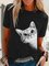 Plus Size Animal Vintage Crew Neck Short Sleeve Shirts & Tops