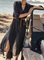 Black Vintage Slit Long Sleeve Dresses