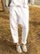 Casual Plain White Pockets Capri Pants