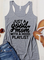 Letter Casual Sleeveless Shirts & Tops