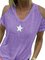 Abstract Cold Shoulder Crew Neck T-Shirts