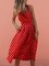 Red Holiday Off Shoulder Casual Polka Dots Sleeveless Printed Dresses
