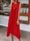 Red Cotton Sleeveless Solid Dresses