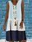 Color-block Sleevless Casual V-neck Mini Dress